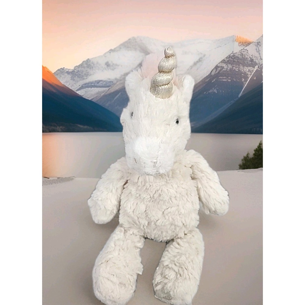 Mary Meyer Cream Unicorn Pink Mane & Tail Glittery Horn Plush Doll Figure Toy